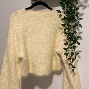 Urban Outfitters Cream Cropped Sweater